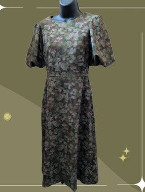 ✨ Hill House Home Constance dress In  green multi-foliage print Size XS